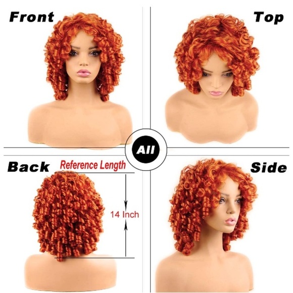 Orange Copper Afro Short Curly Full Wigs main image 6